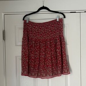 Max Studio Red Floral Smocked Mini Skirt